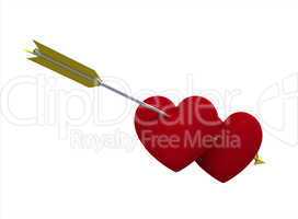 two hearts pierced by an arrow