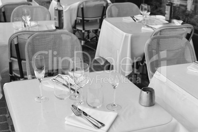 set table with wine glasses outdoor