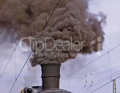 smoke stack of an olld lokomotive