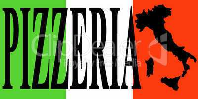 banner with word pizzeria on the italian flag