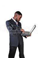 black man with laptop.