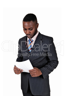 black man with paper.