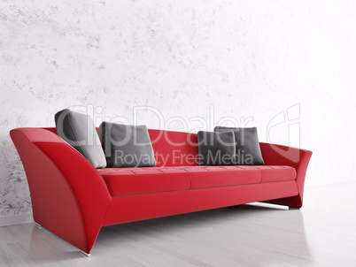 interior with red sofa