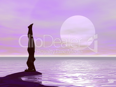 yoga by sunset - 3d render