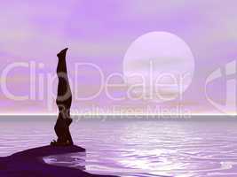 yoga by sunset - 3d render