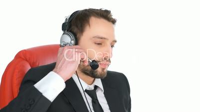 Businessman wearing a headset
