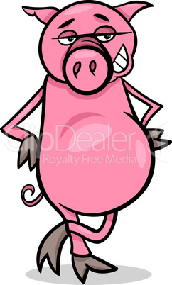 funny pig cartoon illustration