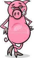 funny pig cartoon illustration