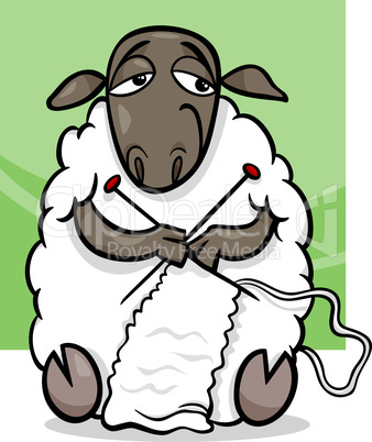 knitting sheep cartoon illustration