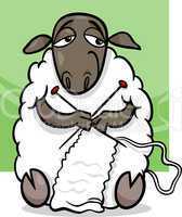 knitting sheep cartoon illustration