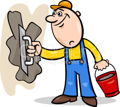 worker with plaster cartoon illustration