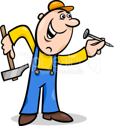 worker with nail cartoon illustration
