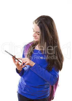 teenager girl with digital tablet