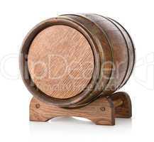 Wooden barrel on stand