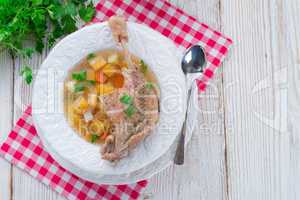 goose - soup with red wine and thyme