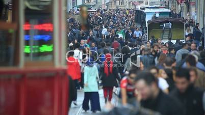 tram and crowded people