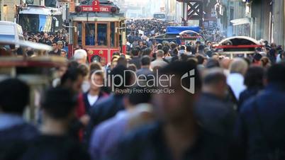 tram and crowded people