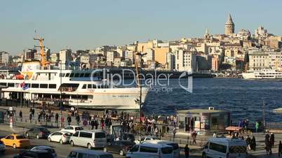 the busy city traffic at golden horn