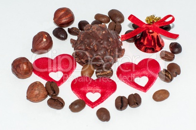 heart chocolate candy on valentines day