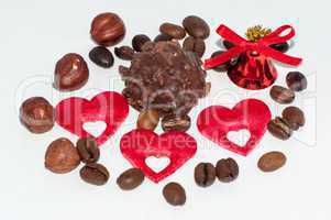 heart chocolate candy on valentines day
