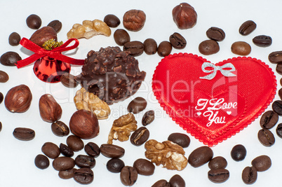 Heart chocolate candy on Valentines day