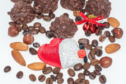 Heart chocolate candy on Valentines day