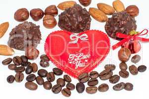 Heart chocolate candy on Valentines day