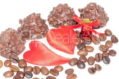 Heart chocolate candy on Valentines day