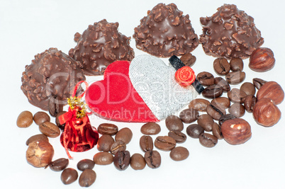 Heart chocolate candy on Valentines day