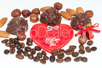 Heart chocolate candy on Valentines day