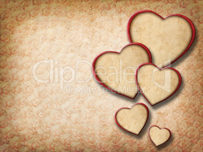 vintage floral background with paper hearts