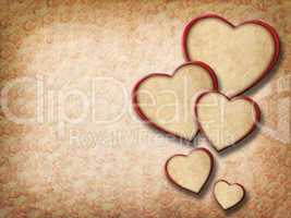 vintage floral background with paper hearts