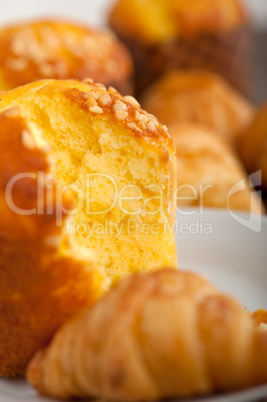 fresh baked muffin and croissant mignon