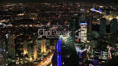aerial view night city traffic