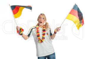 fußballfrau mit deutschlandflaggen