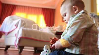 cute baby playing at home