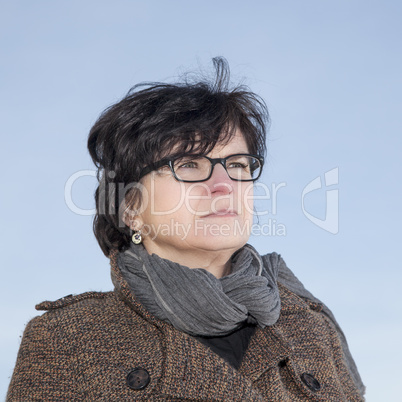 middle-aged woman on a winter walk