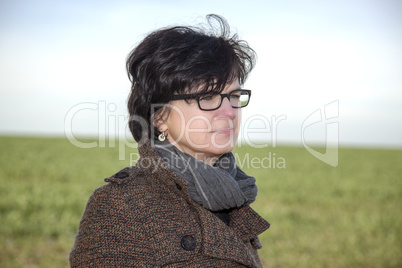 middle-aged woman on a winter walk