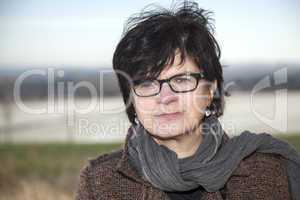 middle-aged woman on a winter walk