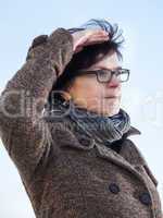 middle-aged woman on a winter walk