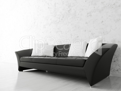 interior with black sofa