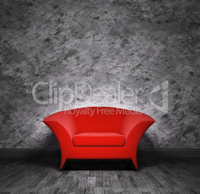 interior with red armchair