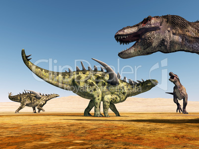 Gigantspinosaurus und Tyrannosaurus Rex