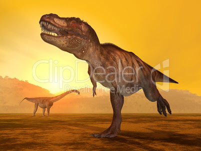Tyrannosaurus Rex und Puertasaurus
