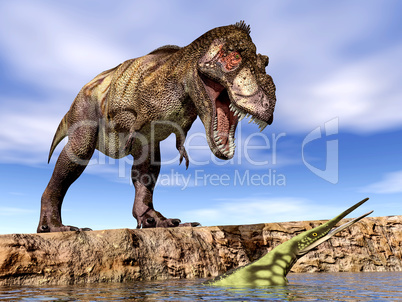 Tyrannosaurus Rex und Hupehsuchus