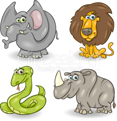 cute wild animals set