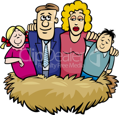 family nest cartoon illustration