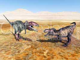 Giganotosaurus und Tyrannosaurus Rex