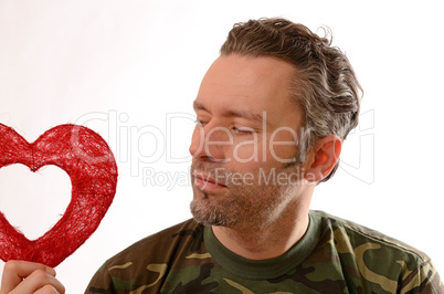 soldier with a red heart shape