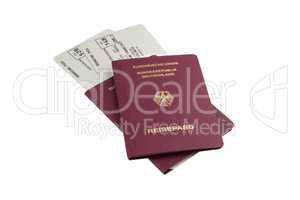passports and tickets on white